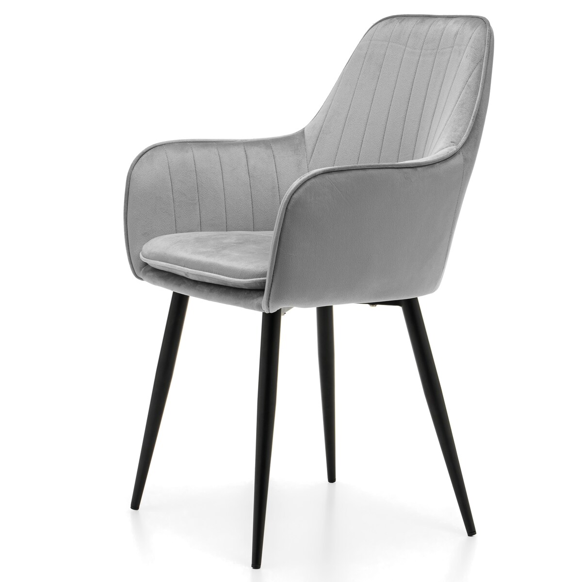 Krzesło tapicerowane EMILIA jasnoszara welur salon jadalnia