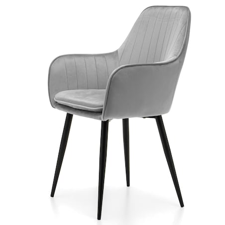 Krzesło tapicerowane EMILIA jasnoszara welur salon jadalnia