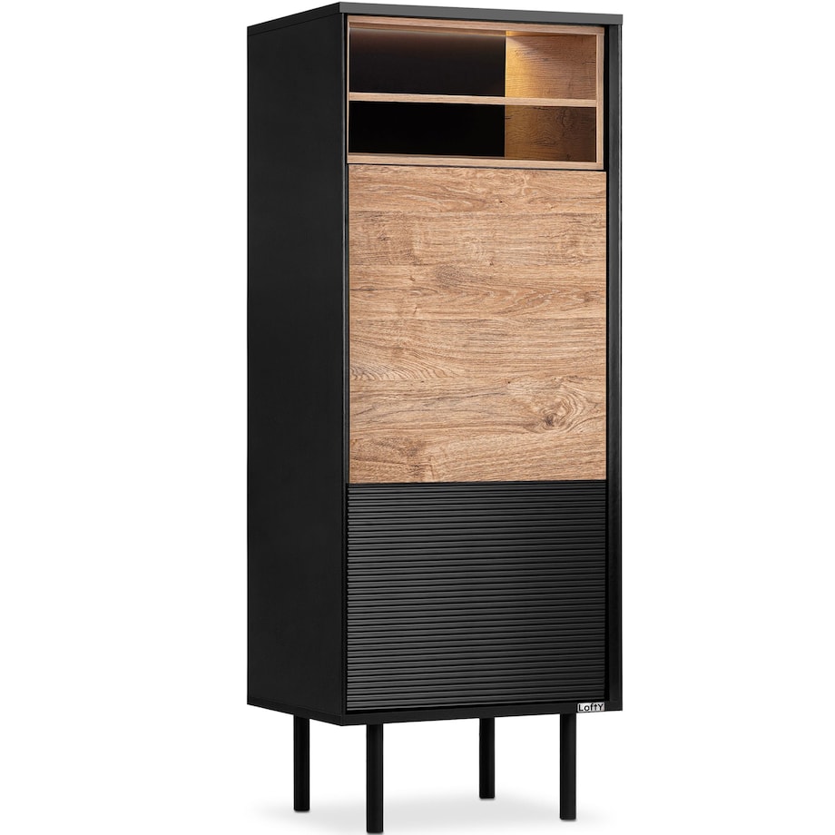 KONSIMO LOFTY Regał z czarnym ryflowaniem