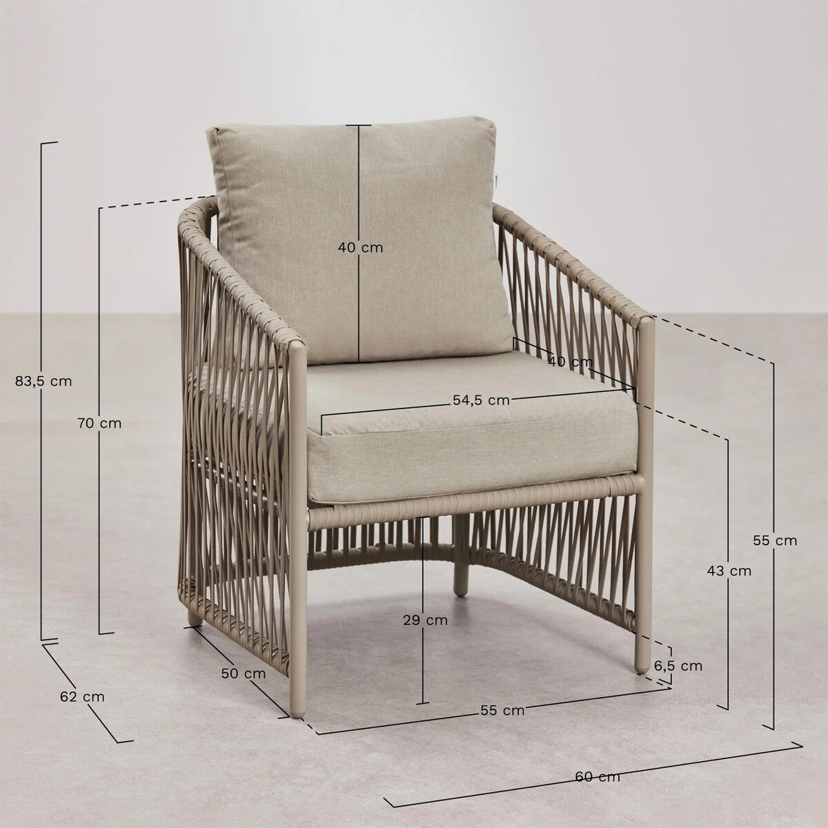 Zestaw ogrodowy: dwuosobowa sofa, 2 fotele i stolik kawowy zielony Sophie