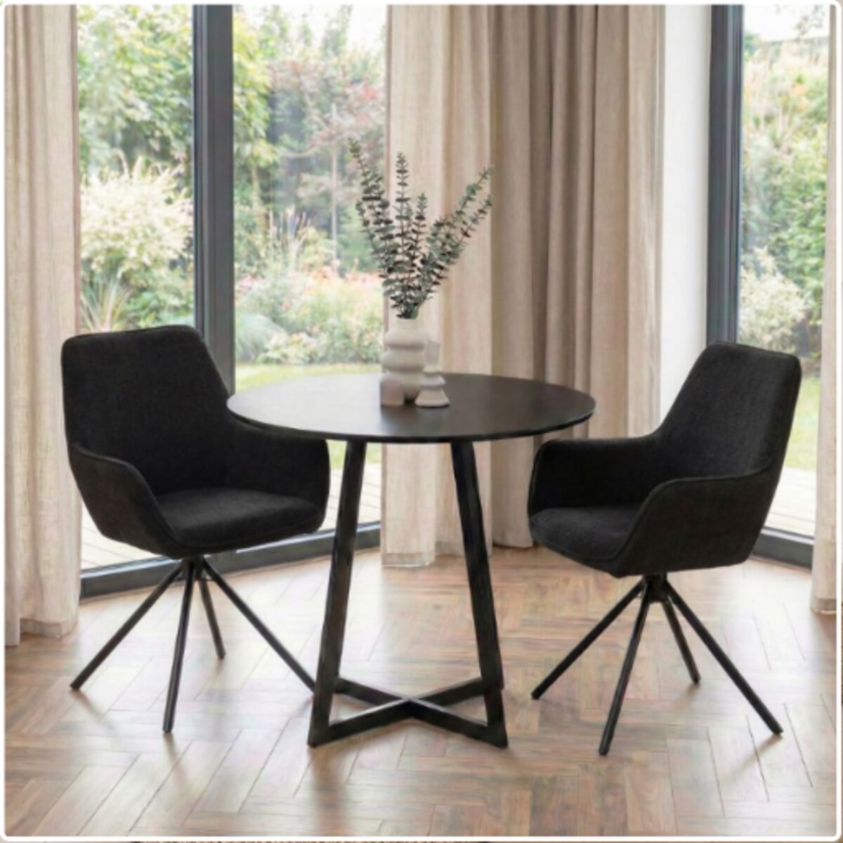 Krzesło tapicerowane nowoczesne wygodne grafitowe pikowane do jadalni salonu