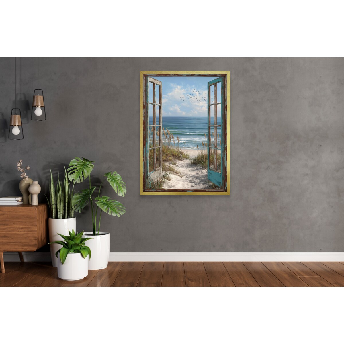 Plakat Obraz na ścianę Dekoracja ścienna do salonu Okno Widok na plażę