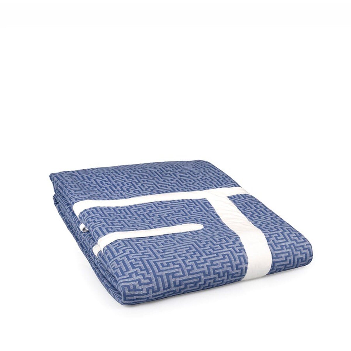 Narzuta na łóżko 230x245 niebieska grecki wzór