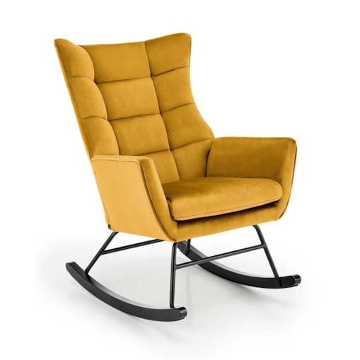 Fotel bujany BAZALTO VELVET musztardowy