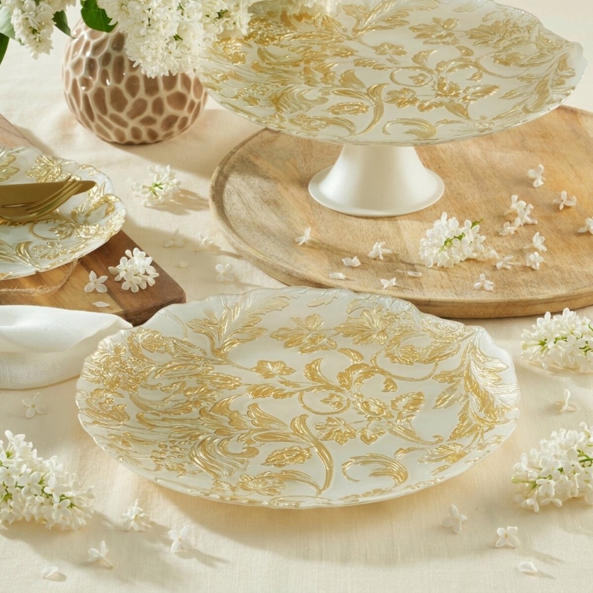 VILLA ITALIA Talerz do ciasta szklany 28 cm FLORALIS
