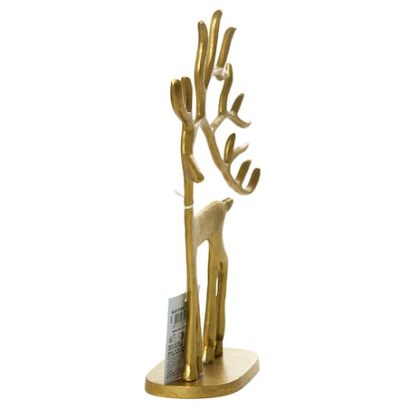 Figurka Renifer Jeleń 23X8X31.5 Cm Dekoracja Świąteczna Metalowa Złota