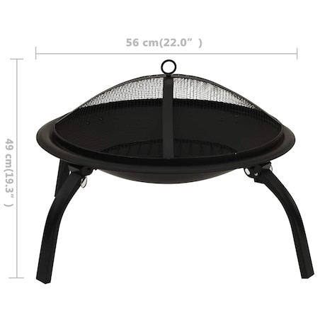 vidaXL Palenisko i grill 2-w-1, z pogrzebaczem, 56x56x49 cm, stal