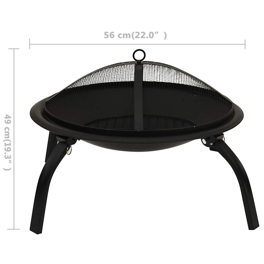 vidaXL Palenisko i grill 2-w-1, z pogrzebaczem, 56x56x49 cm, stal
