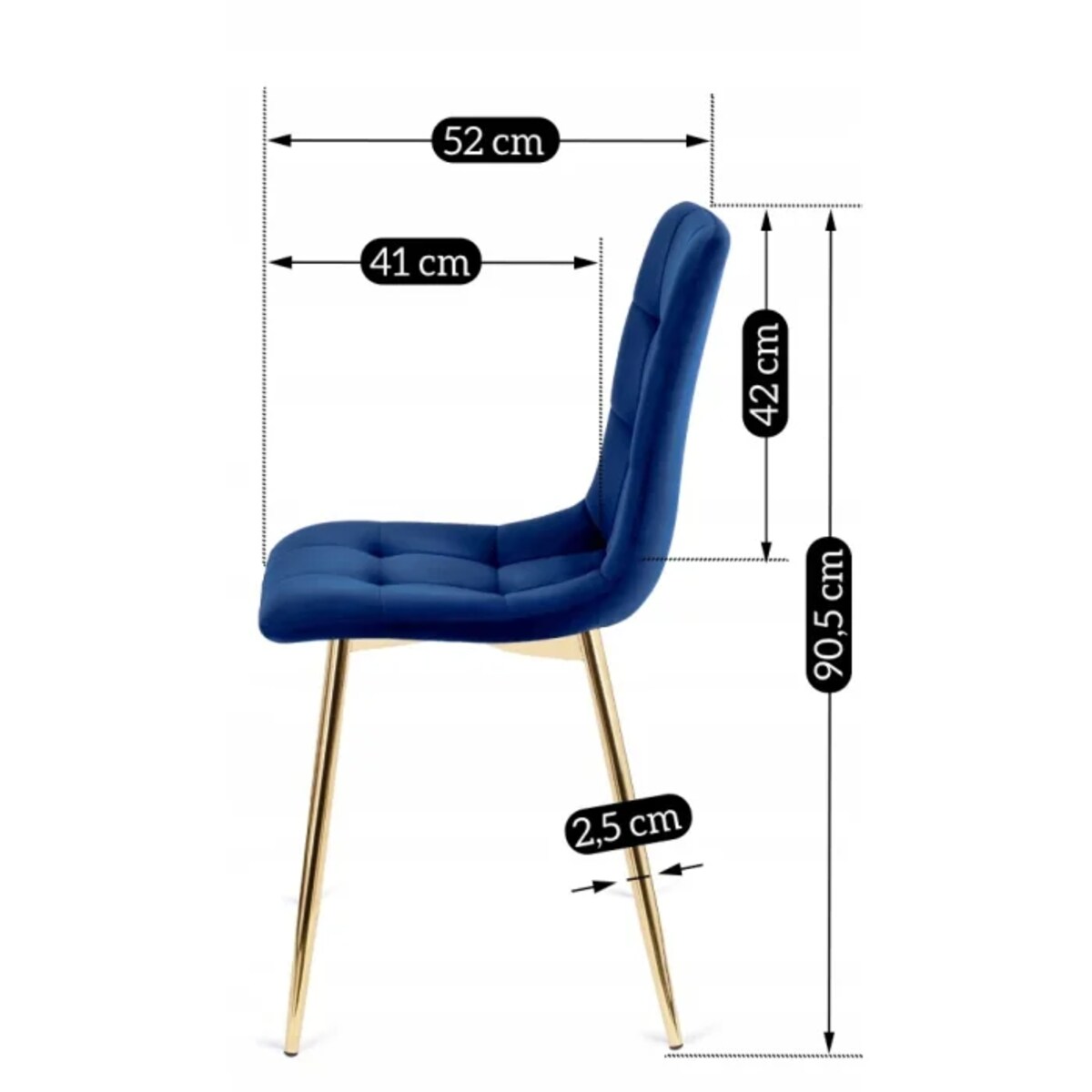 Krzesło Tapicerowane Kuchenne Do Salonu Granatowe YORK Welur