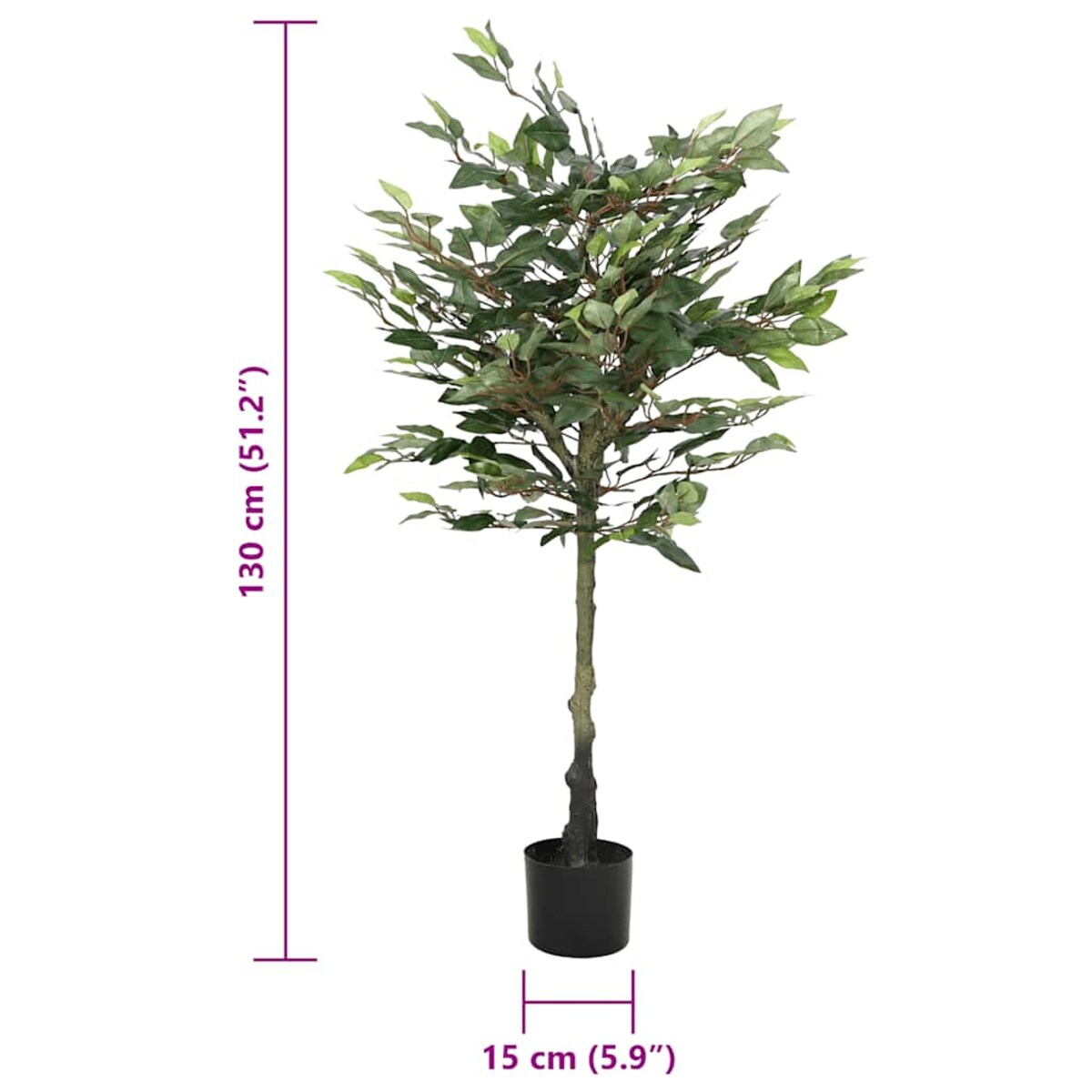 vidaXL Sztuczne drzewo Ficus 480 liści 130 cm zielone