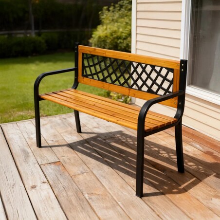 Ławka Ogrodowa Parkowa Drewniana Metalowa Ławeczka