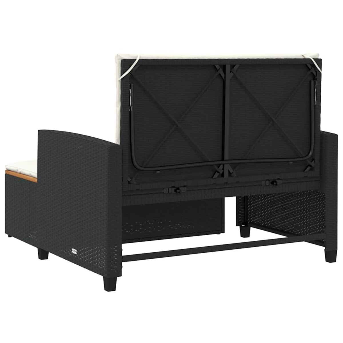 vidaXL Sofa ogrodowa z poduszkami, 2-os., czarna, rattan PE i akacja