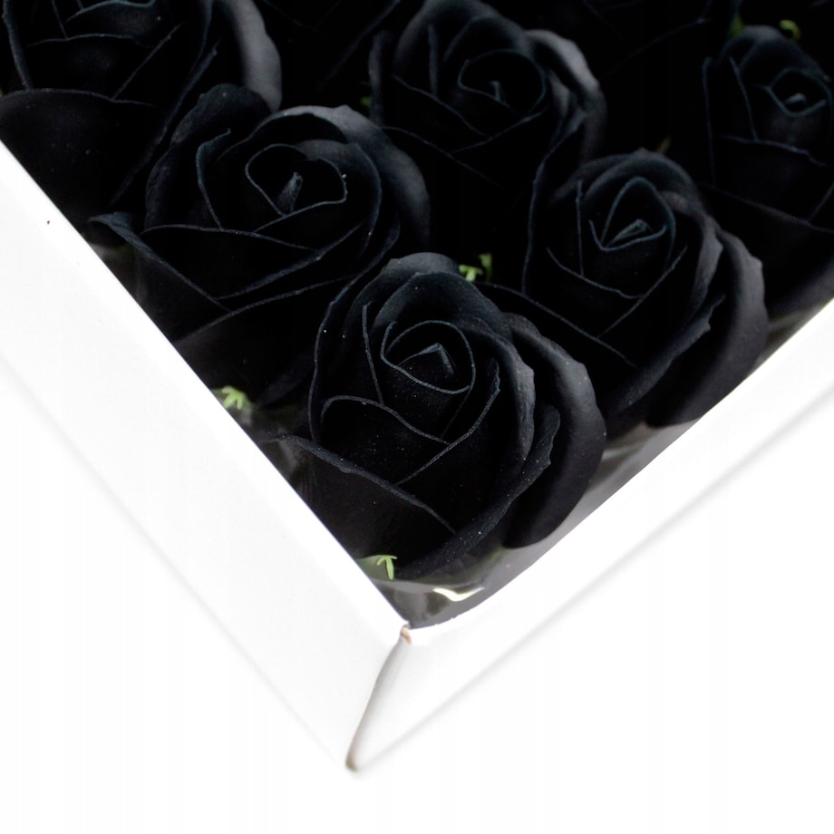 5szt CZARNA RÓŻA kwiaty mydlane NA BUKIET box żal odrodzenie prezent dar