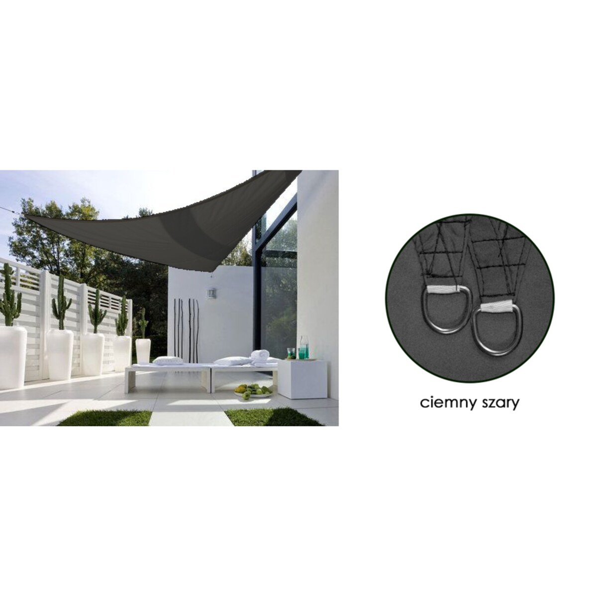 Żagiel Przeciwsłoneczny Ogrodowy Wodoodporny 3X3X3 M Zacieniacz Szary