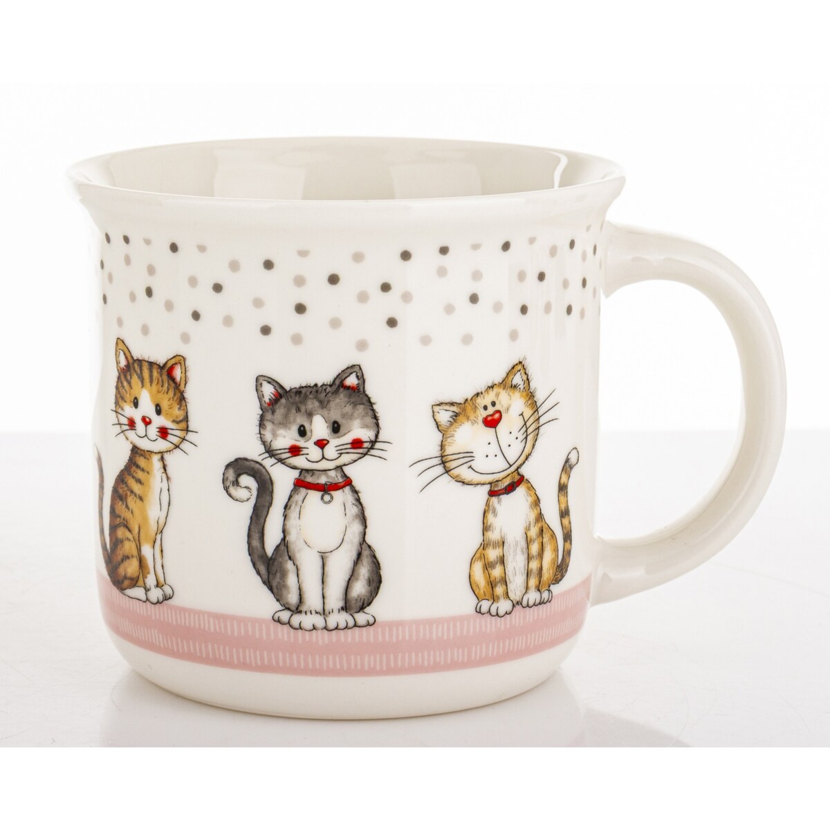 Kubek porcelanowy 400 ml 3 koty 9x13x9,5 cm GATTINI-4 nakrapiany