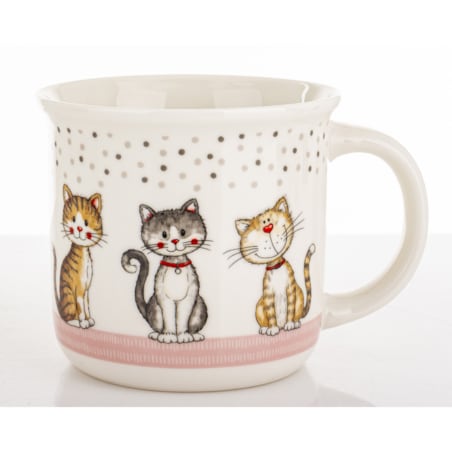 Kubek porcelanowy 400 ml 3 koty 9x13x9,5 cm GATTINI-4 nakrapiany