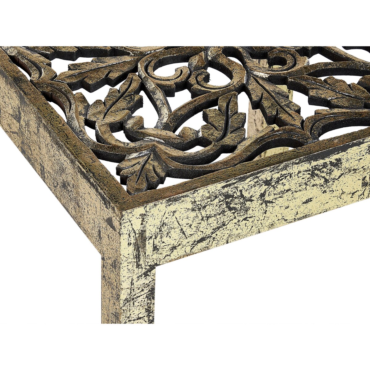 Stolik pomocniczy drewno mango złoto-czarny PALASI