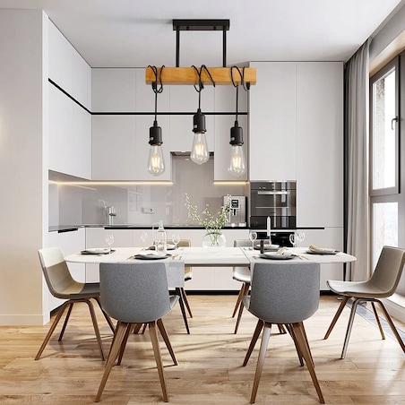 Lampa Sufitowa Wisząca Metal Z Drewnem Loft Line