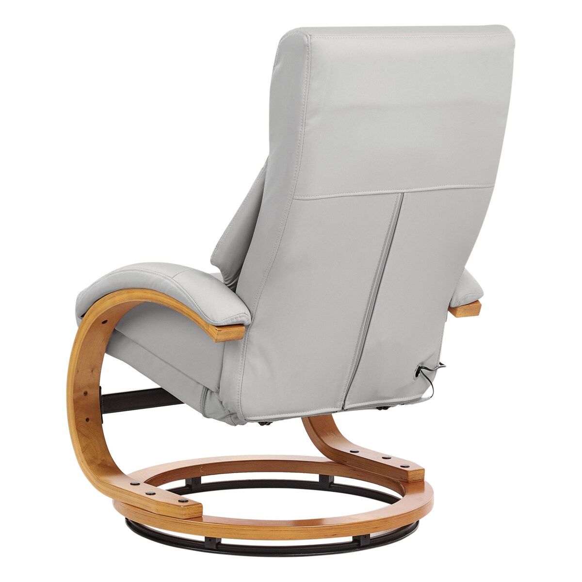 Fotel z masażem FORCE Z podnóżkiem Ekoskóra Jasnoszary