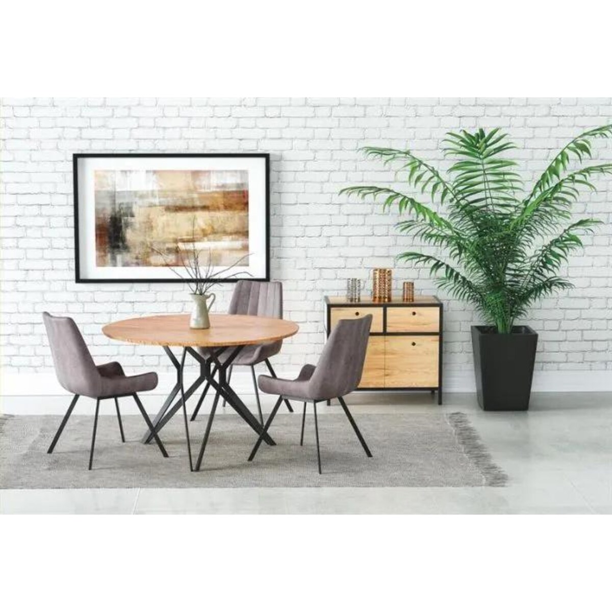 Stół PIXEL 2 120x120 dąb złoty/czarny