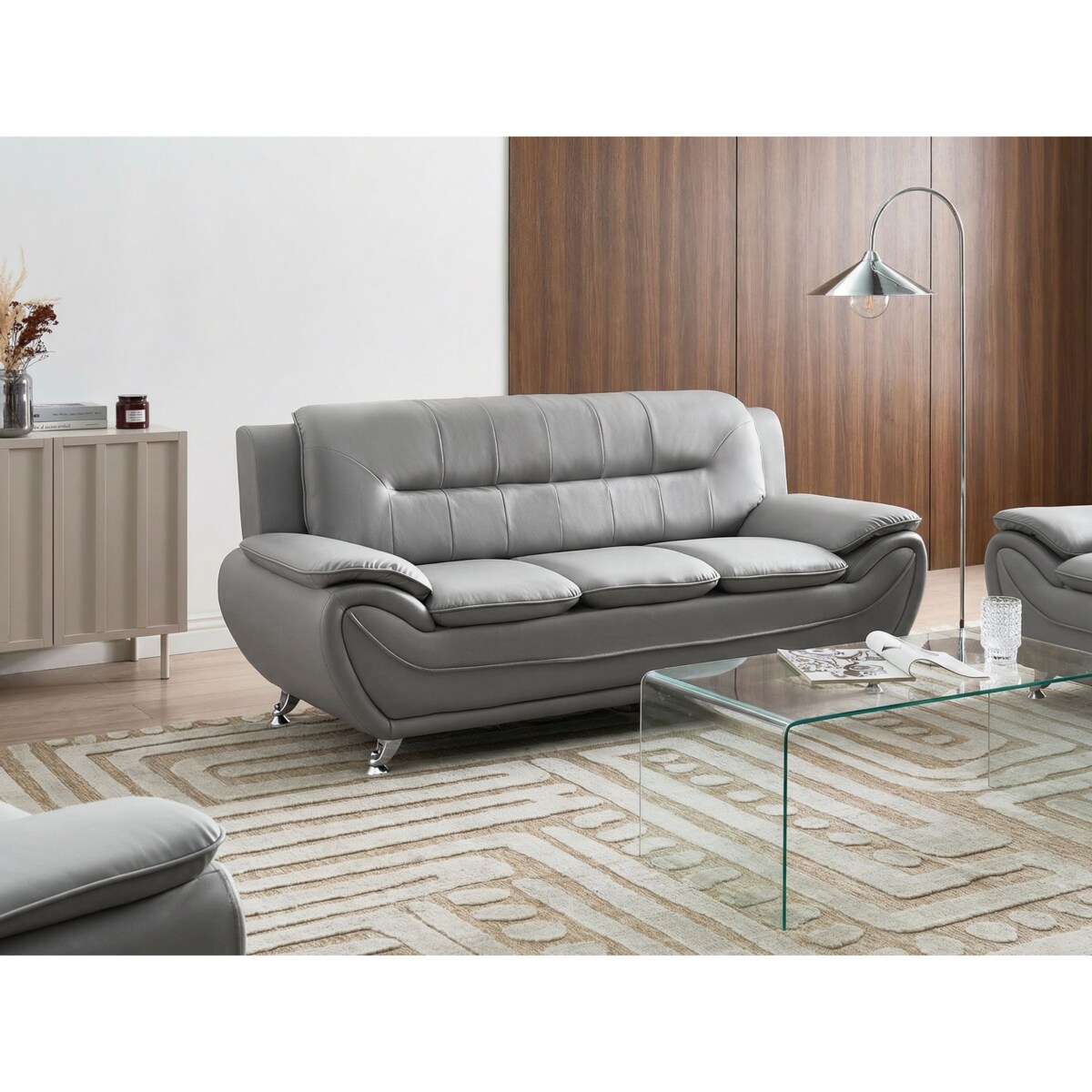 Sofa dla 3 osób LEIRA Ekoskóra Szary