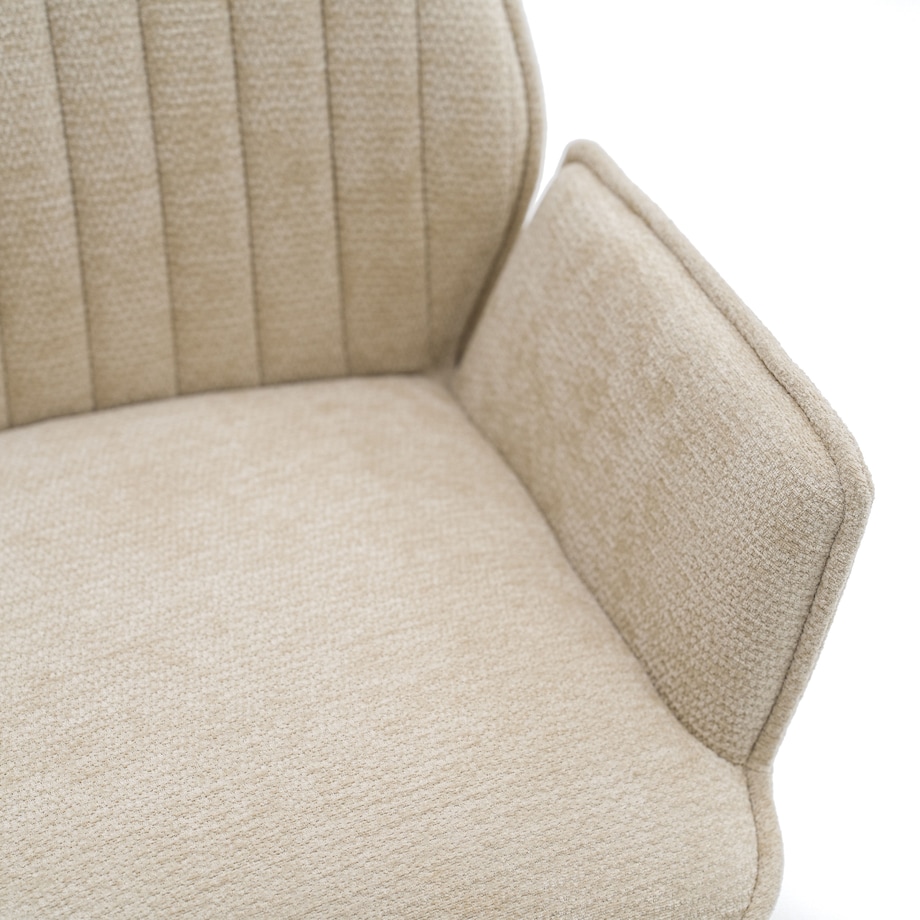 Krzesło tapicerowane obrotowe szenilowe do salonu MERANO jasnobeżowe