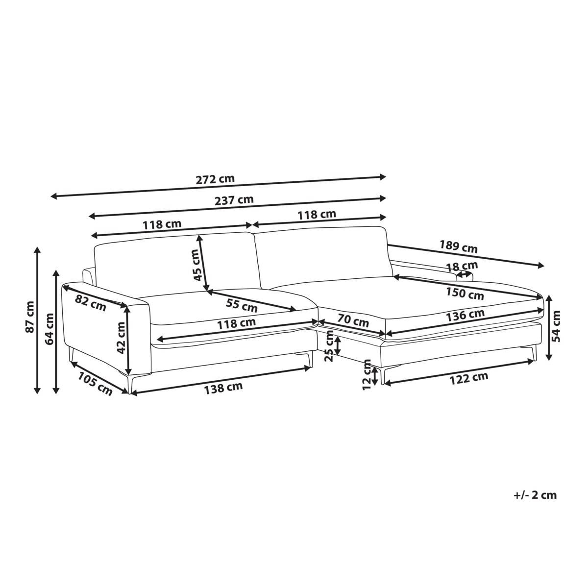 Narożnik lewostronny brązowy MALOY