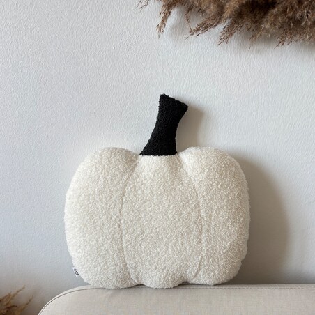 Poduszka jesienna Dynia boucle biała