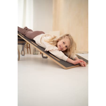 DUŻY bujak montessori z uchwytami + DUŻA zjeżdżalnia CHMURKI - szary