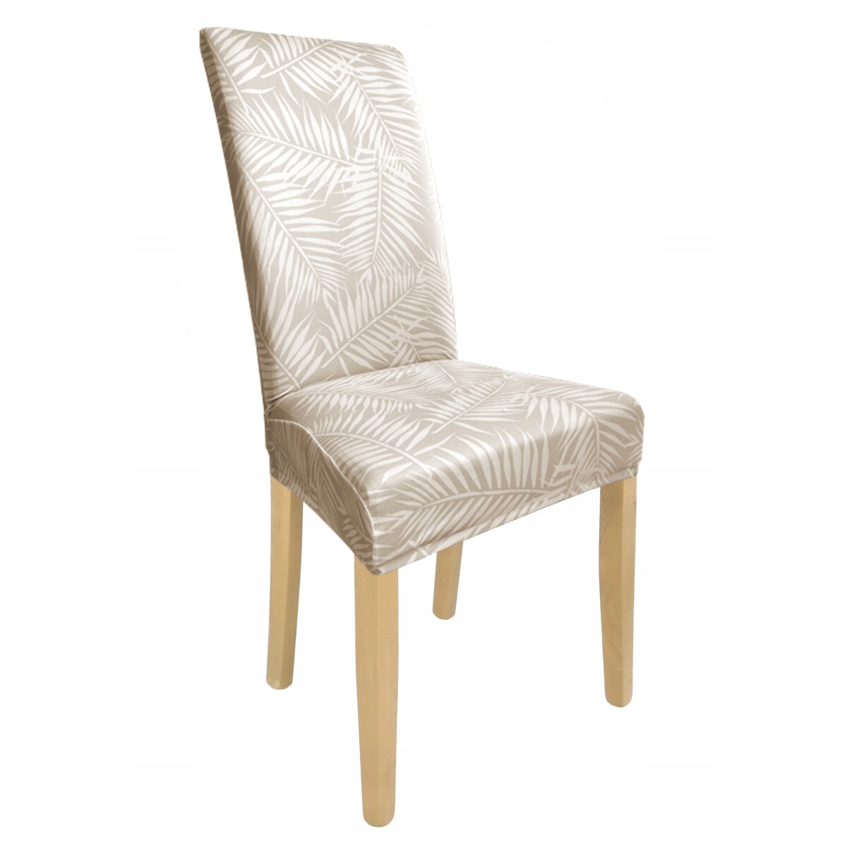 POKROWIEC NA KRZESŁO LIŚCIE PALMY SZARY BEŻ WZORY [21ZA]