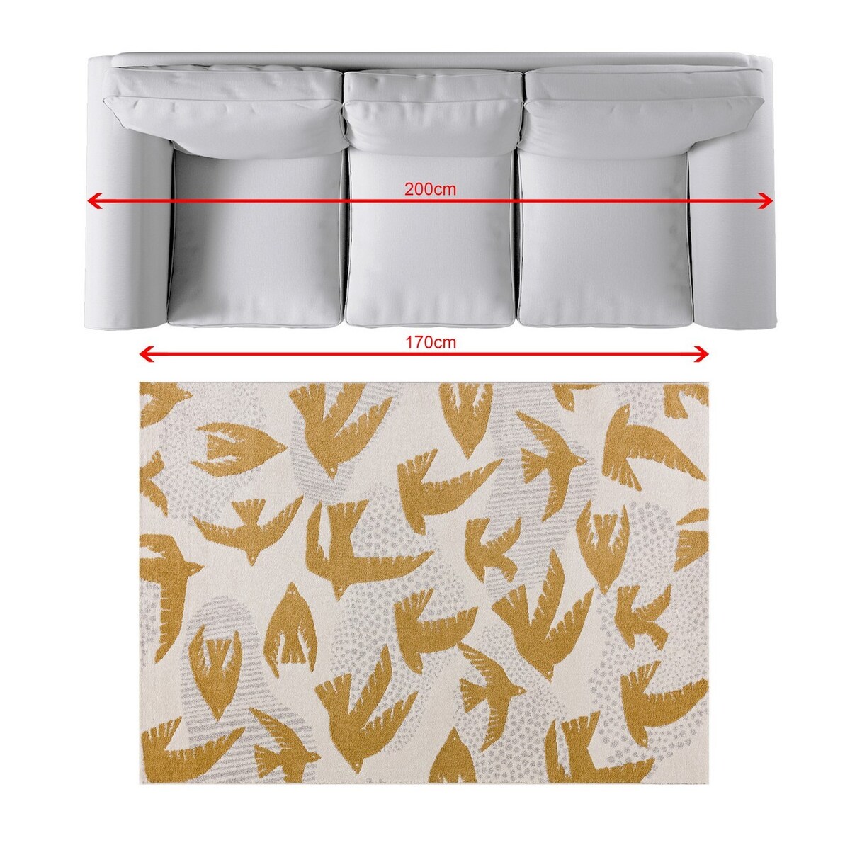 Dywan Yellow Birds 120x170cm, 120 x 170 cm