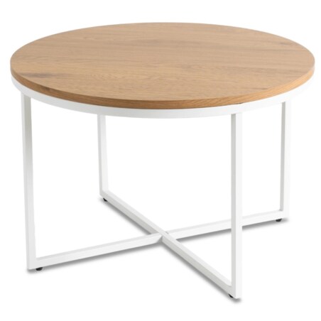 Stolik Kawowy Okrągły Skandynawski Ława Okrągła Loft Dąb Biały HANTEL