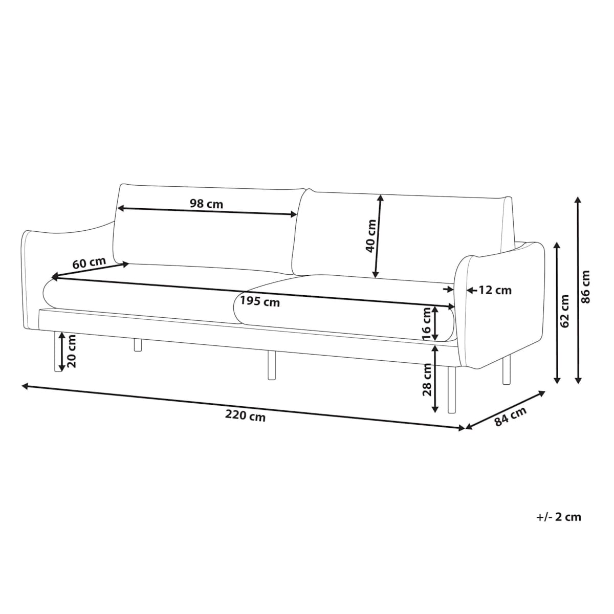 Sofa 3-osobowa welurowa beżowa VINTERBRO
