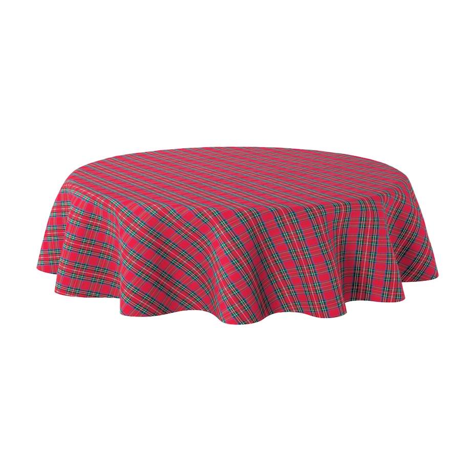 Obrus okrągły 160 x 160 cm czerwona kratka