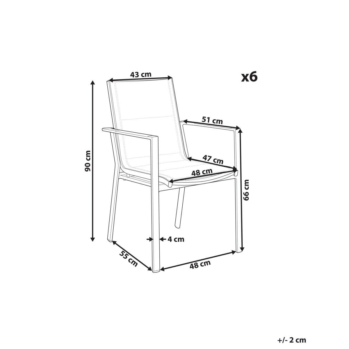 Krzesło ogrodowe Zestaw 6 Metal Szary BUSSETO