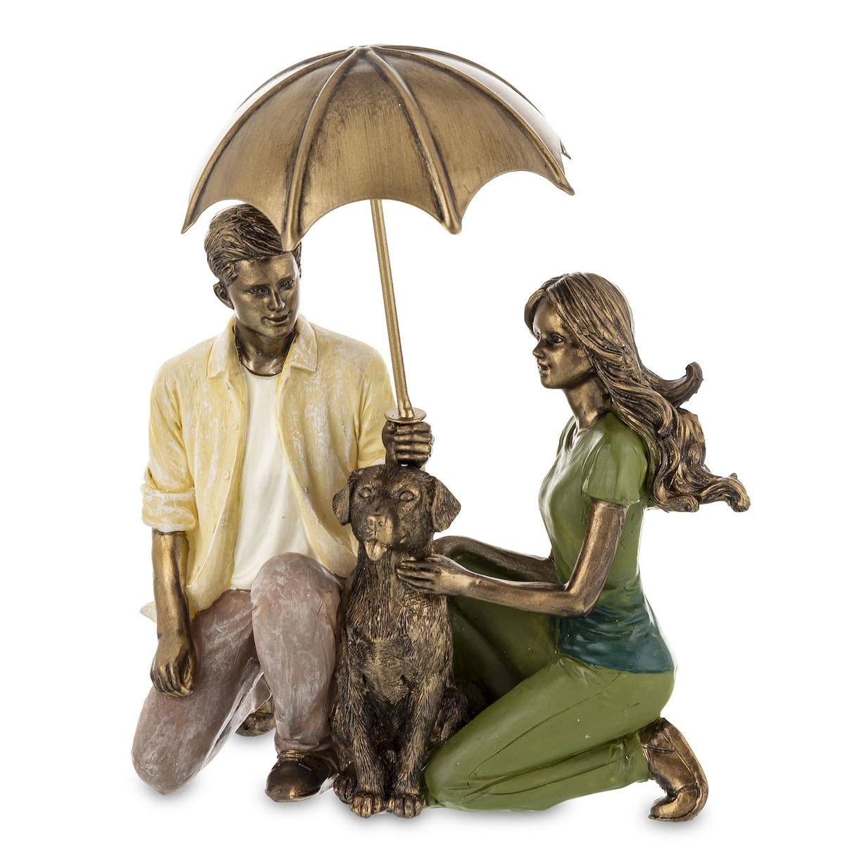 Dekoracja - figurka 19x15x9 cm PARA - pod parasolem z psem