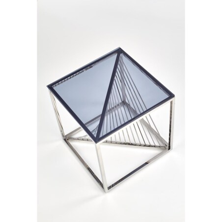 STOLIK KAWOWY Infinity S SZKLANY BLAT stalowa podstawa