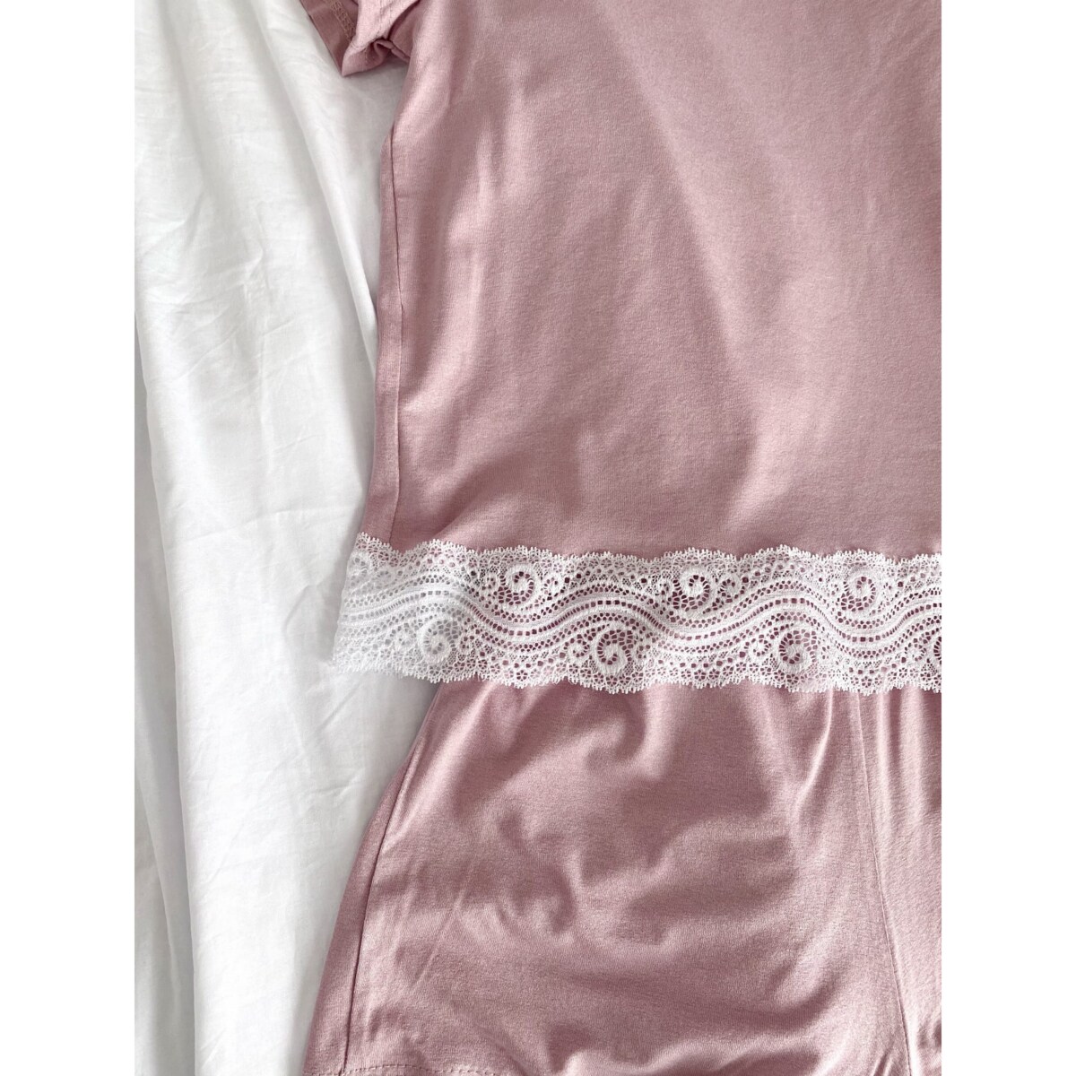 Piżama Damska Z Koronką Brudny Róż S/M