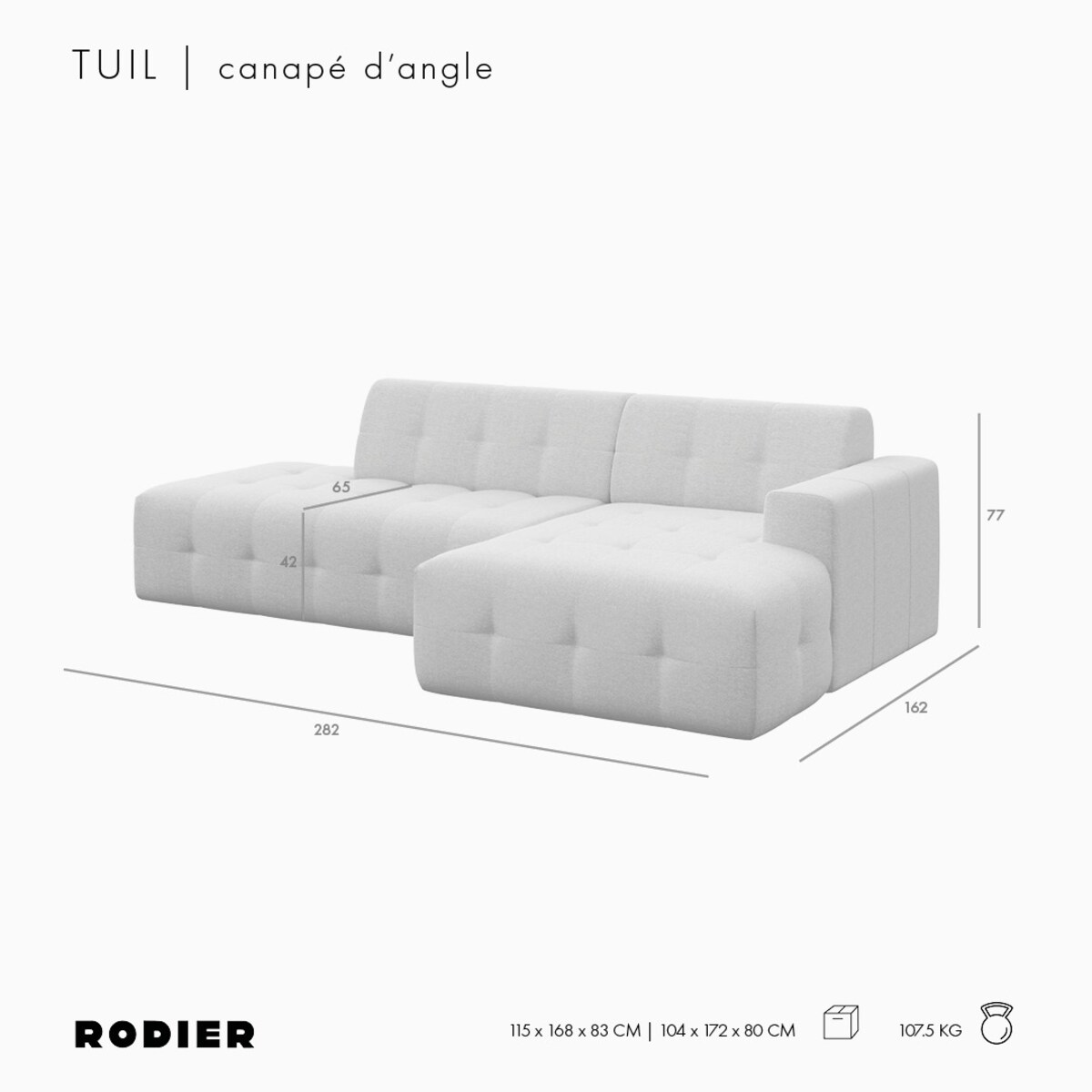 Sofa narożna prawa Tuil ciemno beżowa