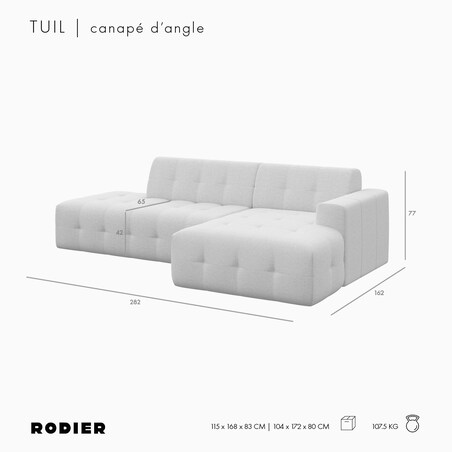 Sofa narożna prawa Tuil ciemno beżowa