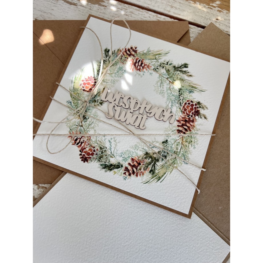 Wyjątkowa ręcznie robiona kartka świąteczna na Boże Narodzenie