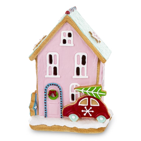 Dekoracja - domek LED z autem 22x15 cm