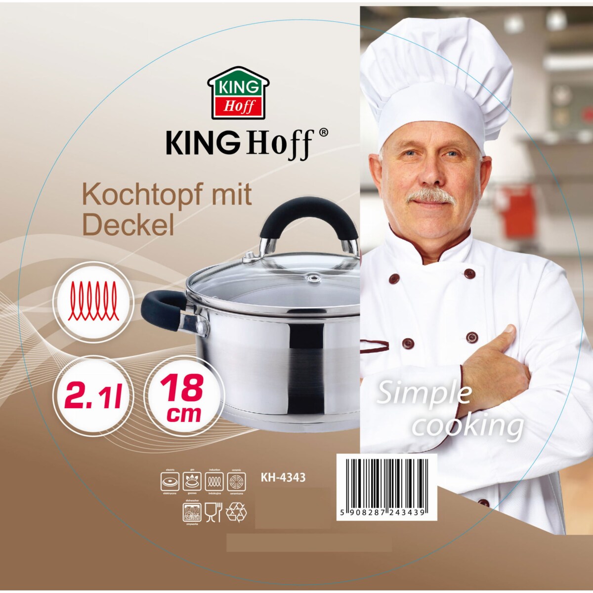 Garnek Z Pokrywą 18Cm Kinghoff Kh-4343 2L