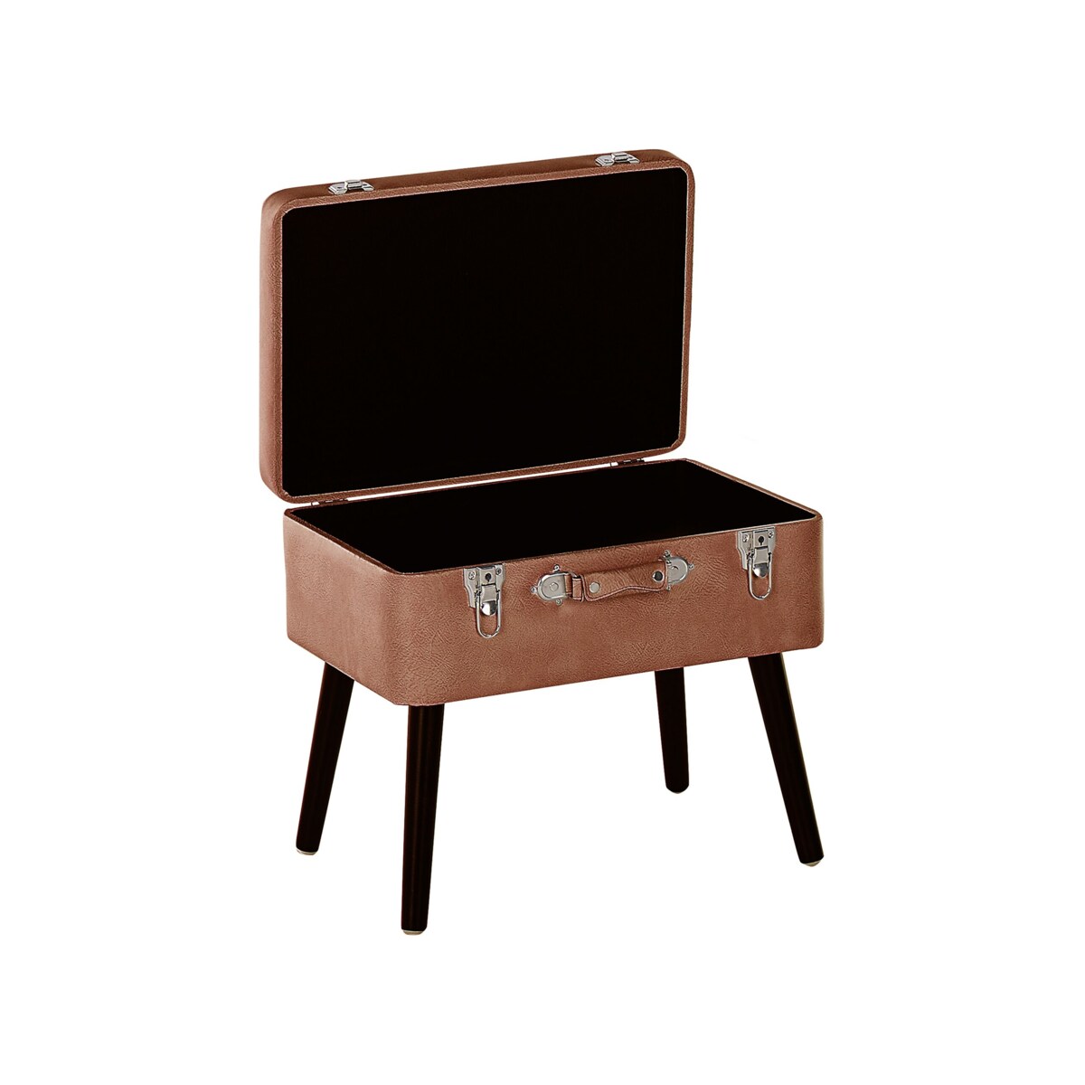 Stołek ze schowkiem ekoskóra brązowy MALLARD