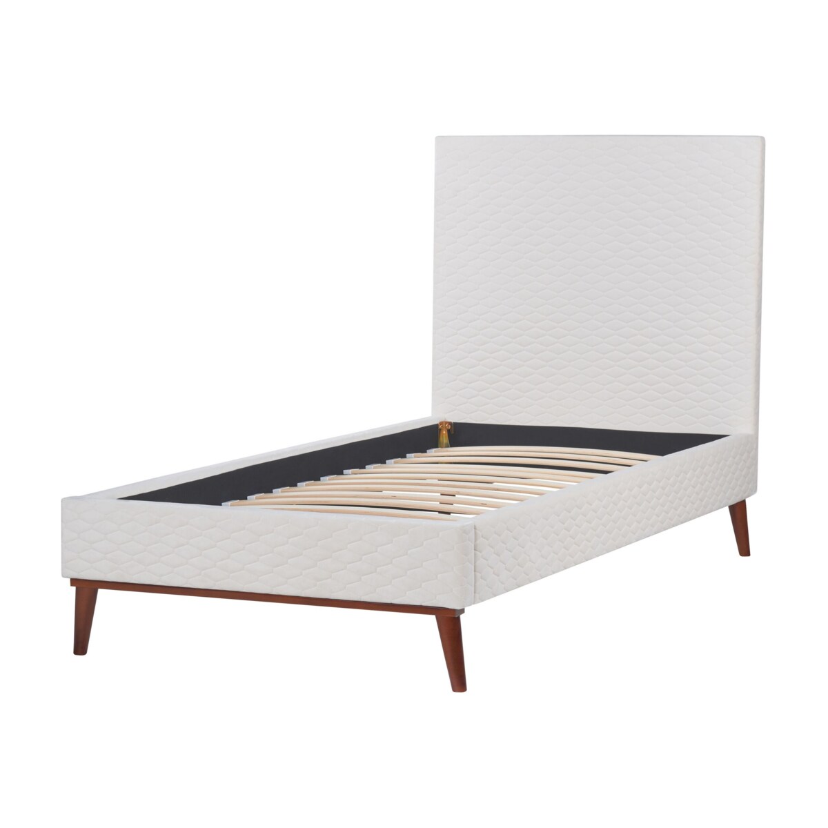 Łóżko welurowe 90 x 200 cm złamana biel BAYONNE