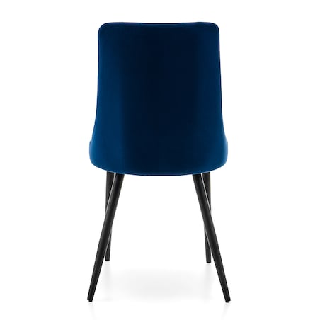 Krzesło tapicerowane welurowe do salonu jadalni UNO granatowe