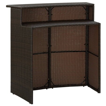 vidaXL Ogrodowy stolik barowy, brązowy, 120x55x110 cm, polirattan