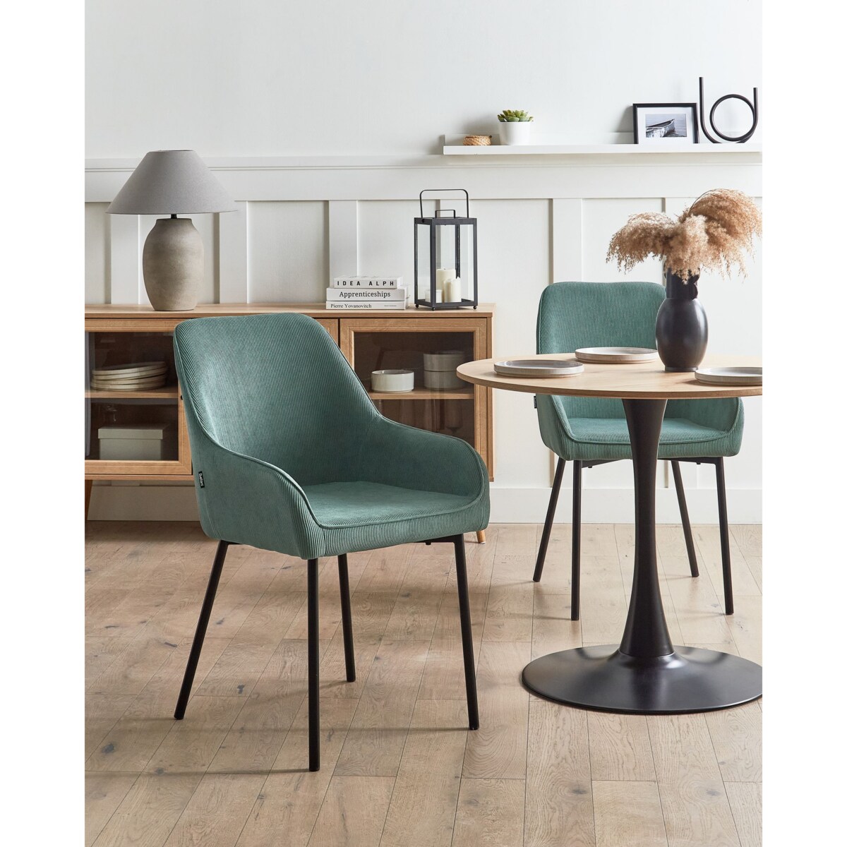 Zestaw 2 krzeseł do jadalni LOVERNA Sztruks Zielony
