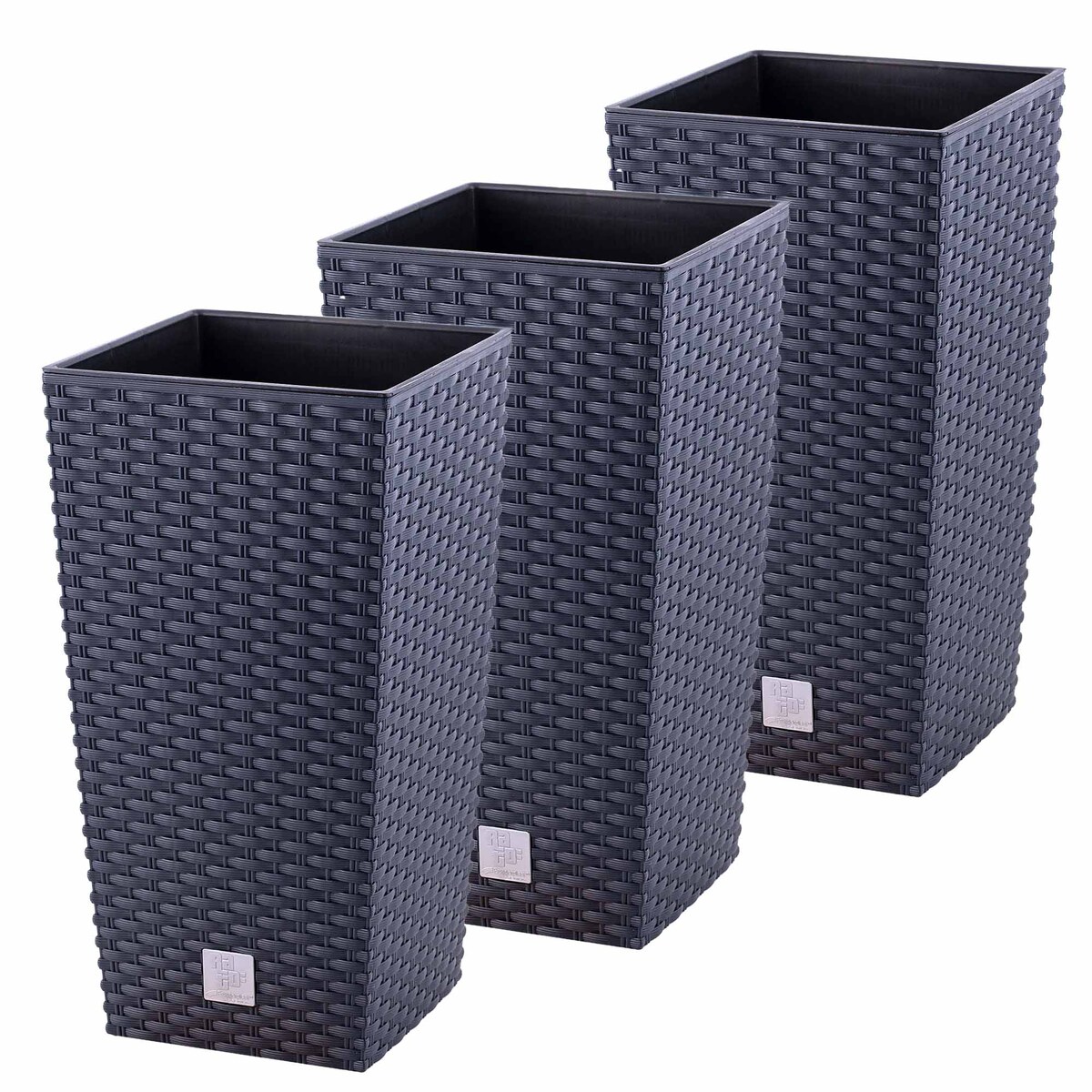 Doniczka Donica Ratanowa Kwadratowa Ogrodowa Do Ogrodu Zestaw 3X 37,6 Cm