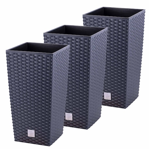 Doniczka Donica Ratanowa Kwadratowa Ogrodowa Do Ogrodu Zestaw 3X 37,6 Cm